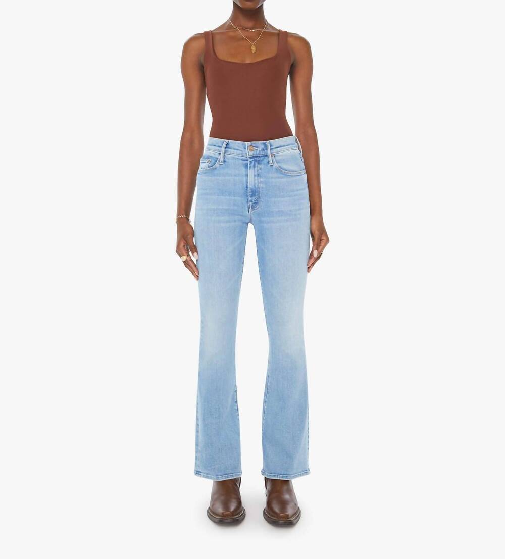 NEW MOTHER weekender mid rise flare jean in blessing in disguise